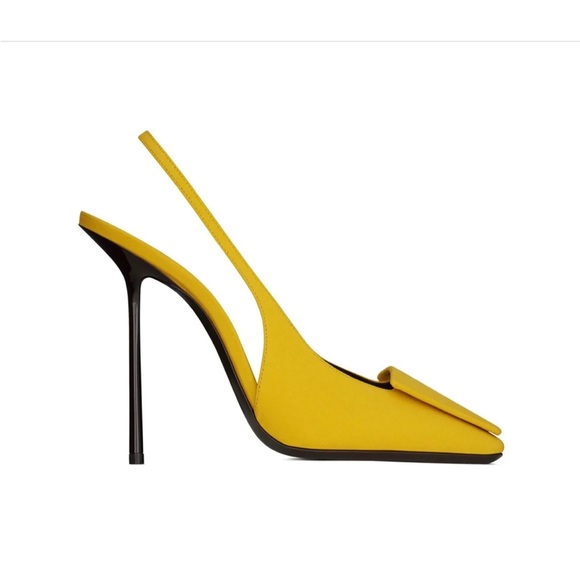 Saint Laurent George 115mm yellow slingback pumps - Picture 2 of 7